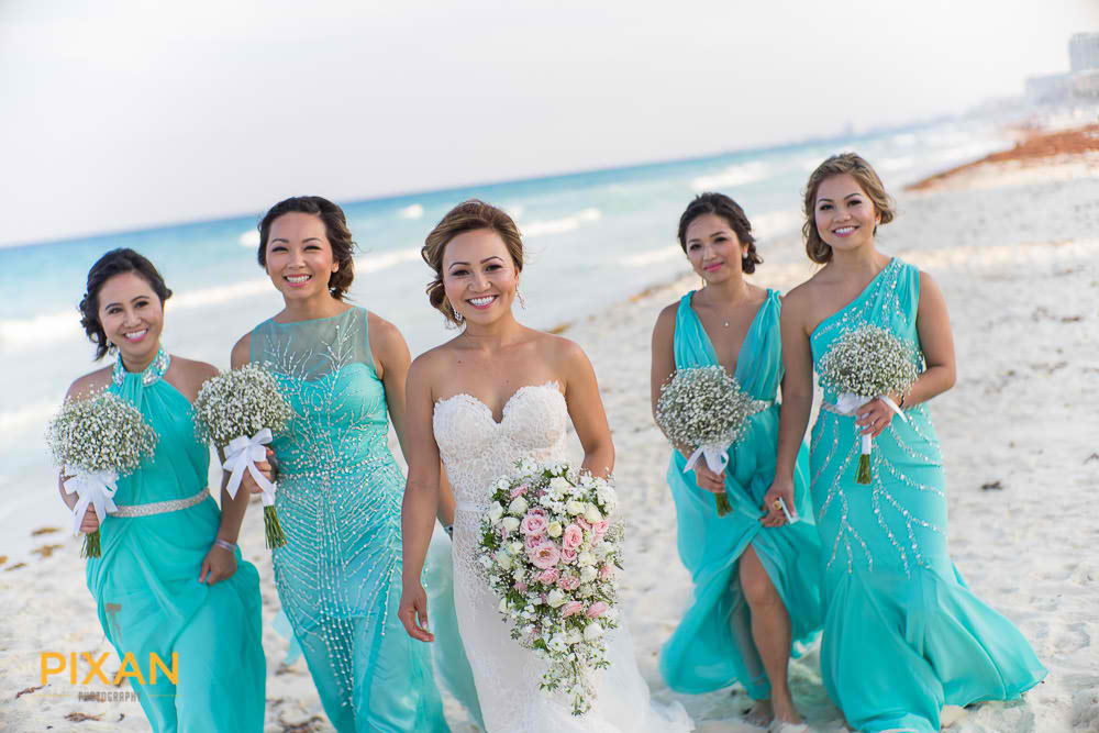 beach wedding bridesmaid dresses mexico pixan photography toronto