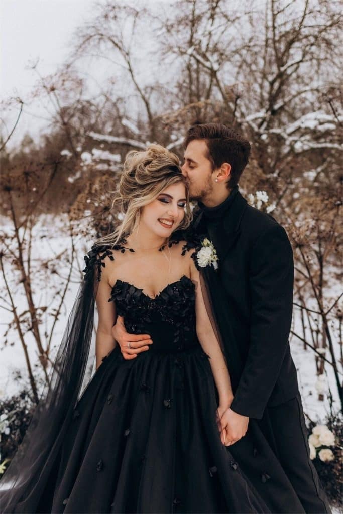 winter wedding black wedding dress